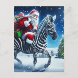 Fantasy Santa och Zebra Vykort