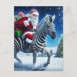 Fantasy Santa och Zebra Vykort