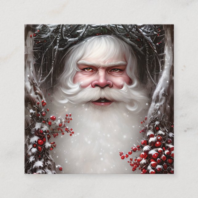 Fantasy Santa Porträtt Fyrkantigt Visitkort (Framsida)
