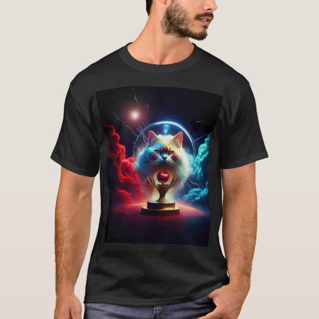 Fantasy Scen: Katt I En Glob Med Äpple T Shirt (Framsida)