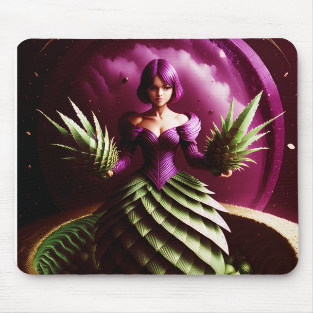 Fantasy Scen Med Pineapple Flicka Musmatta (Framsidan)