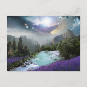 Fantasy Scenia Ligcape med floder och berg Vykort