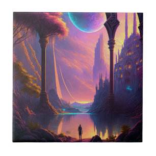 Fantasy Science fiction liggande Kakelplatta