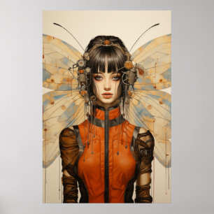 Fantasy Scifi Insekt Woman Butterfly Vingar Poster