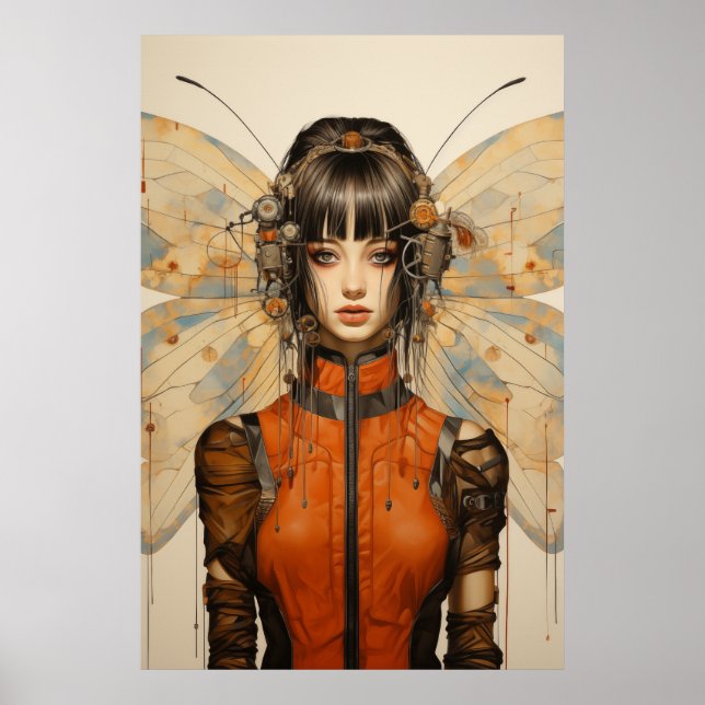 Fantasy Scifi Insekt Woman Butterfly Vingar Poster (Framsidan)