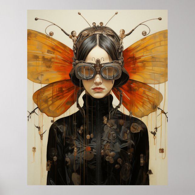 Fantasy Scifi Insekt Woman Poster (Framsidan)