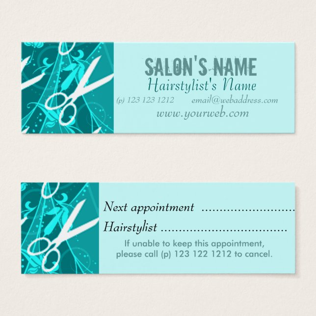 Fantasy Scissors Mönster Beleza Salon Möte Litet Visitkort (Framsida & baksida)