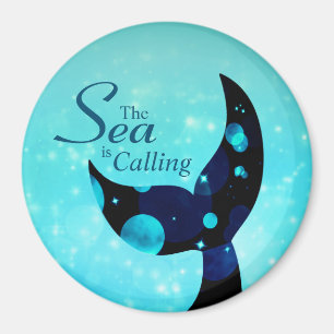 Fantasy Sea Grönt Bokeh Whale Svan Quote Magnet