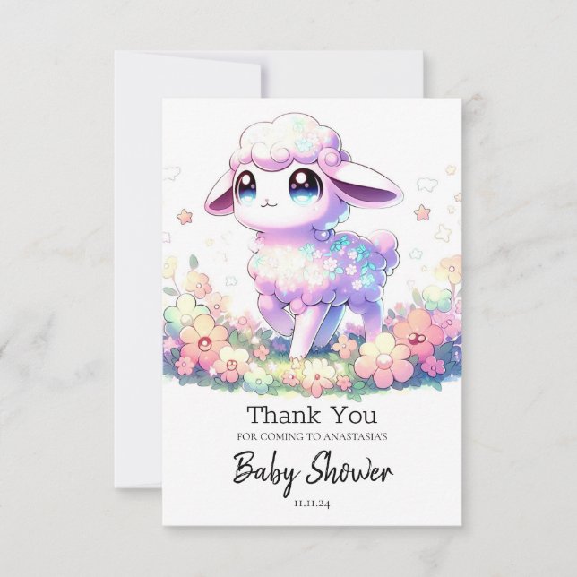 Fantasy Sheep Baby Shower Tack Kort (Framsida)