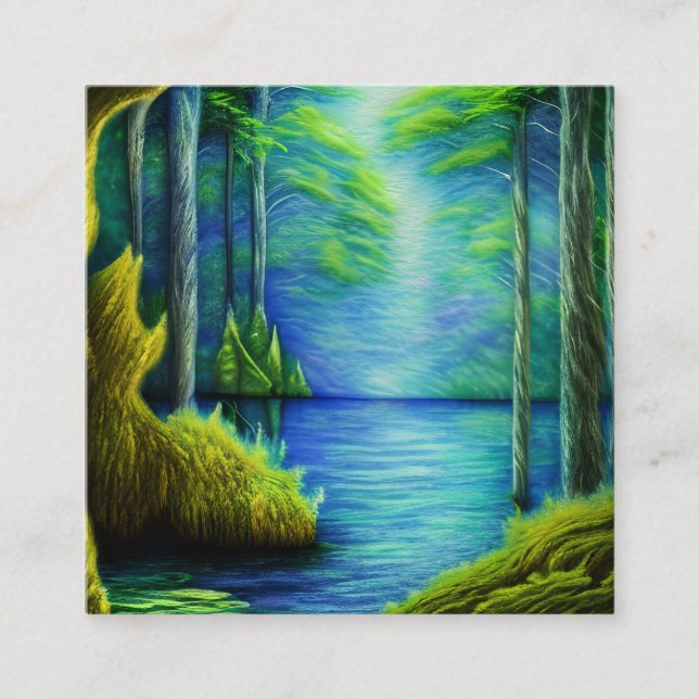 Fantasy Sjö Fyrkantigt Visitkort (Framsida)