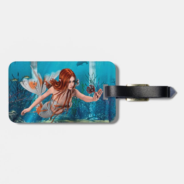 Fantasy Sjöjungfru and Sea Lily Bagagebricka (Baksida Vågrät)