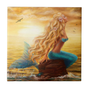 Fantasy Sjöjungfru Ceramic Tile Kakelplatta