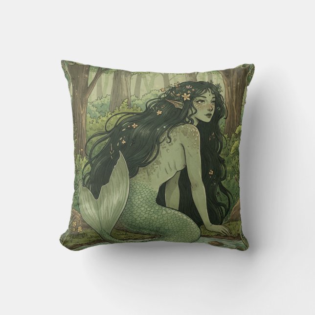 Fantasy Sjöjungfru Forest Mavka Pillow Kudde (Framsida)