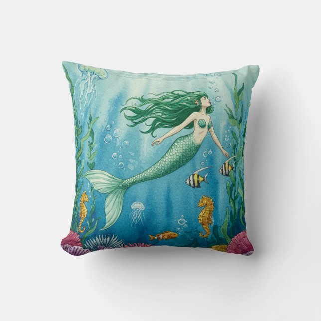 Fantasy Sjöjungfru Ocean Pillow Kudde (Framsida)