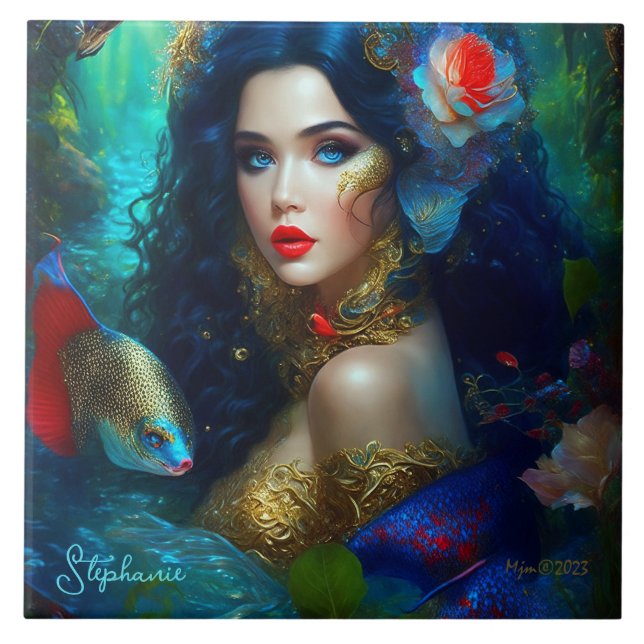 Fantasy Sjöjungfru Princess Kakelplatta (Framsidan)