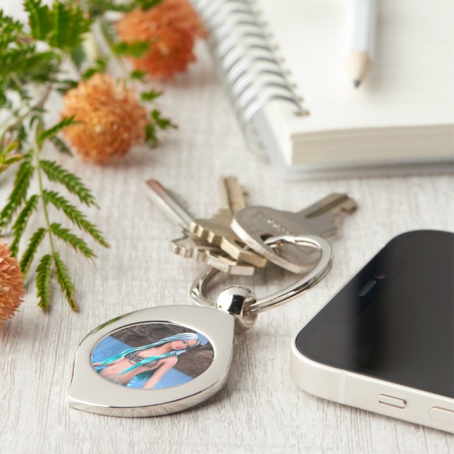 Fantasy-Sjöjungfru Swirl Silverfärgad Nyckelring (Sidan)