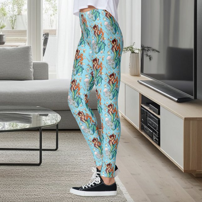 Fantasy Sjöjungfru Teal Svan Leggings (Skapare uppladdad)