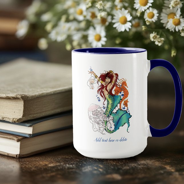 Fantasy Sjöjungfru Teal Svan Mugg (Skapare uppladdad)
