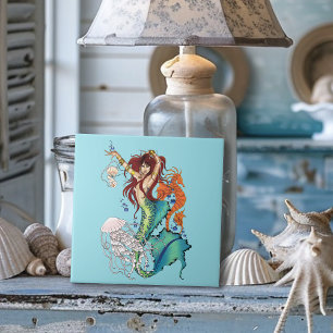Fantasy Sjöjungfru Teal Tile Kakelplatta