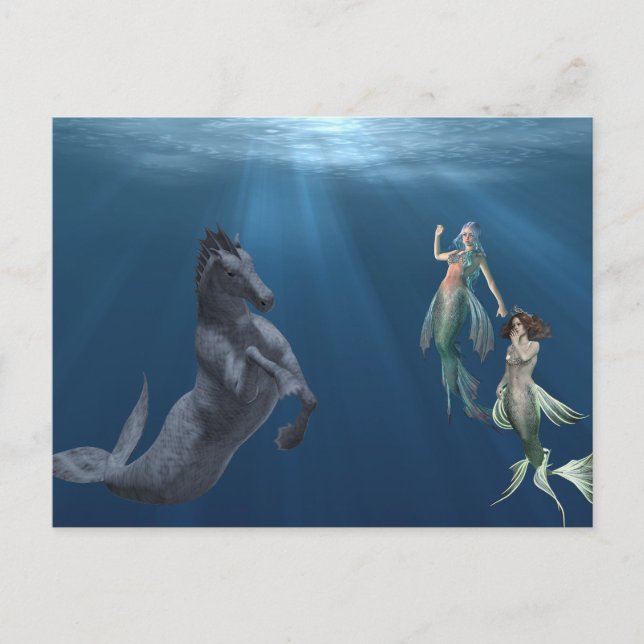 Fantasy-Sjöjungfruar Hippocampus Mythical Sea Crea Vykort (Framsida)