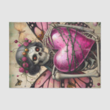 Fantasy Skeleton with Barbed Wire Heart decoupage