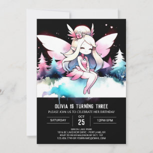 Fantasy Skogen Fairy Birthday Inbjudningar