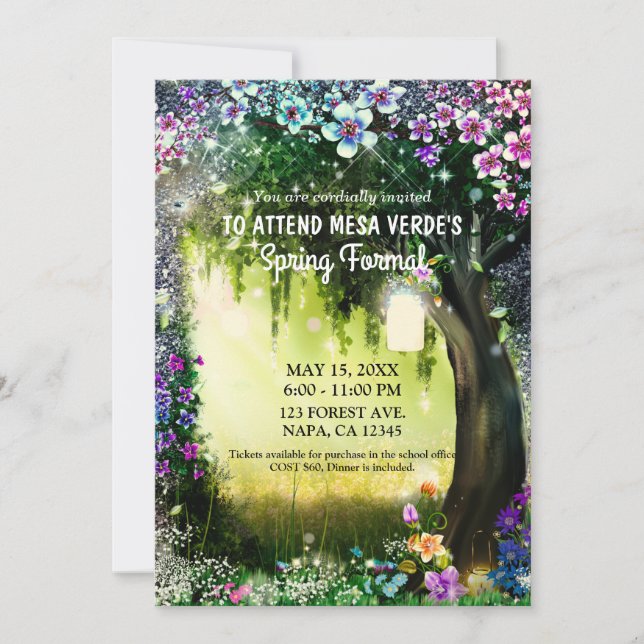 Fantasy Skogs Förtrollade Glöd Skog Promenad Inbjudningar (Framsida)