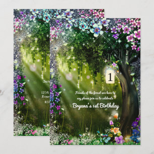 Fantasy Skogs Förtrollade Glöd Skogsblommor Inbjudningar