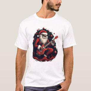 Fantasy Skull Skeleton Santa som spelar Guitar T Shirt