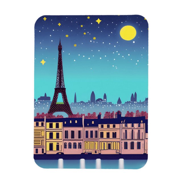 Fantasy Skyline från Paris under Stars Magnet (Vertikal)
