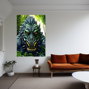 Fantasy slår i skogen AI Art Poster