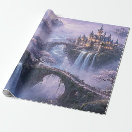 Fantasy Slott Surreal Landskap Lavendel Blå Presentpapper