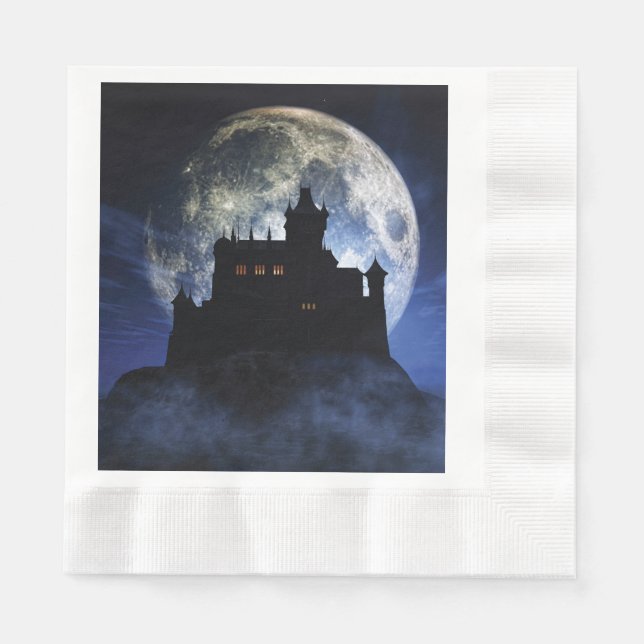 Fantasy slott under natten pappersservett (Framsidan)
