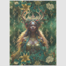 Fantasy Smaragdskogs Drottning Decoupage
