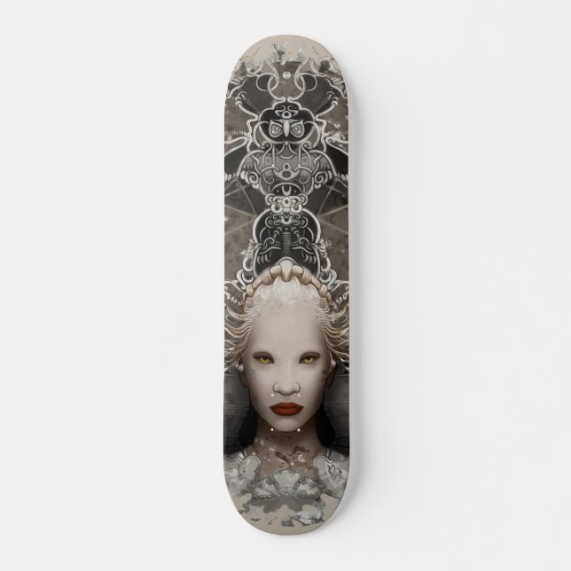 Fantasy Snö Queen på tron med uggla Mini Skateboard Bräda 18,5 Cm (Framsida)