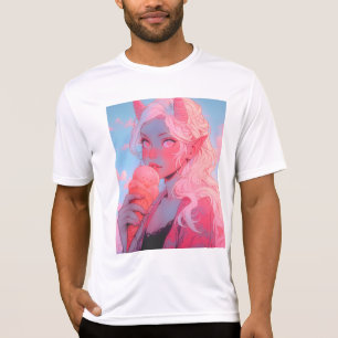 Fantasy Soft Rosa Ice Cream Anime Girl T Shirt