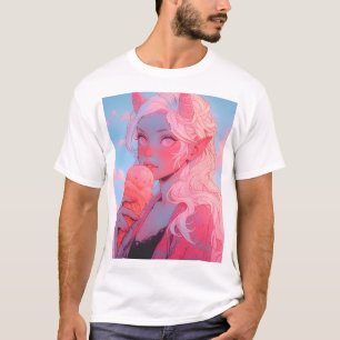 Fantasy Soft Rosa Ice Cream Anime Girl T Shirt