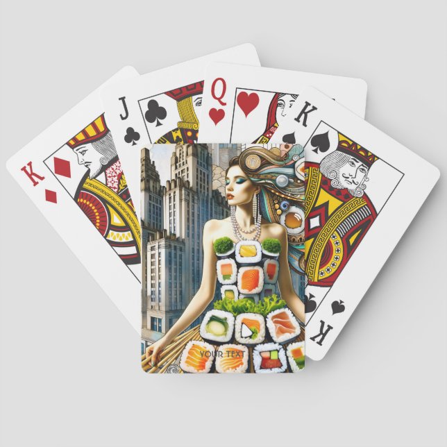 Fantasy Söt Abstrakt Sushi Klänning Casinokort (Baksidan)
