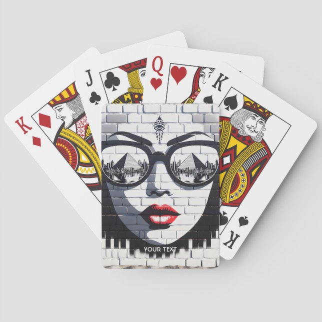 Fantasy Söt Ansikte Vägg Egypten Casinokort (Baksidan)