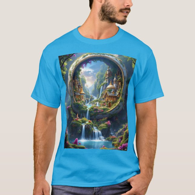 Fantasy Söt By Liten Stad  . Perfekt Som En Födels T Shirt (Framsida)