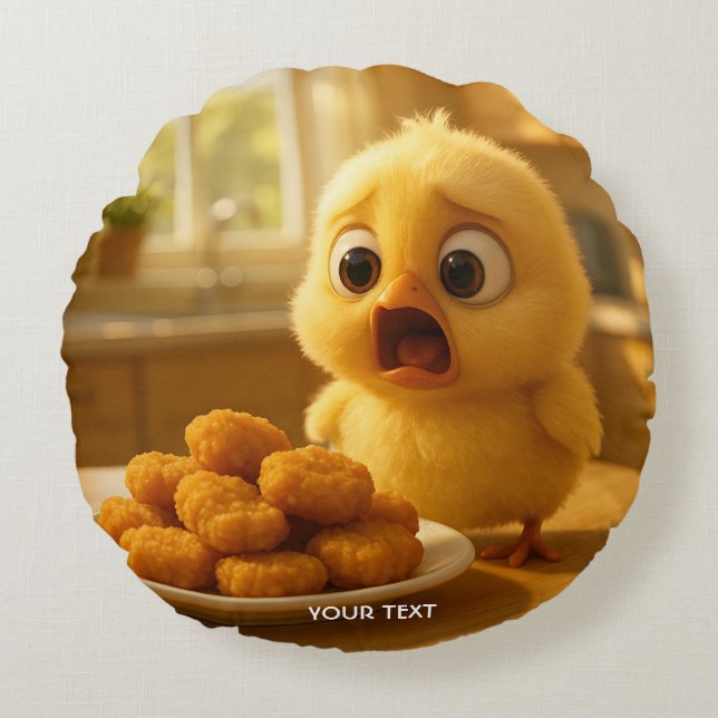 Fantasy Söt Chicken Nuggets Baby Rund Kudde (Framsidan)
