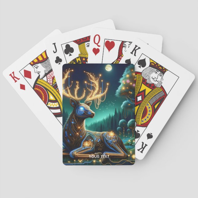 Fantasy Söt Cyberhjort Skog Casinokort (Baksidan)
