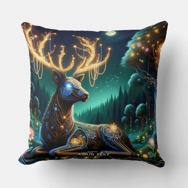 Fantasy Söt Cyberhjort Skog Kudde (Framsida)
