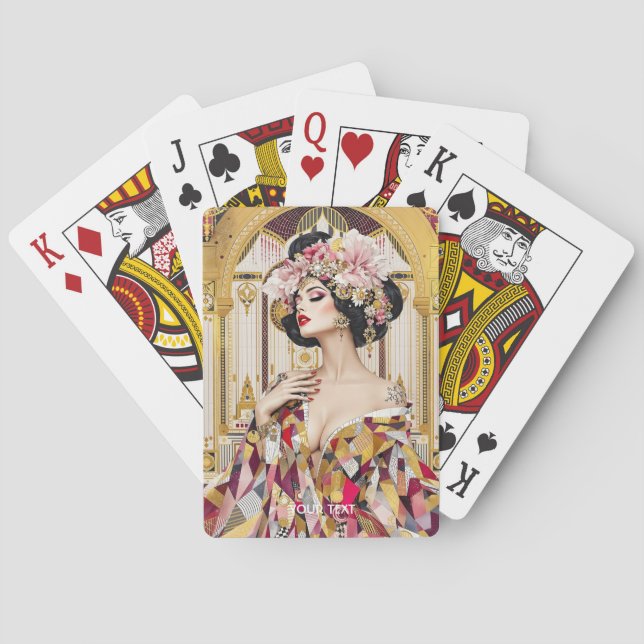 Fantasy Söt Dam Art Deco Casinokort (Baksidan)