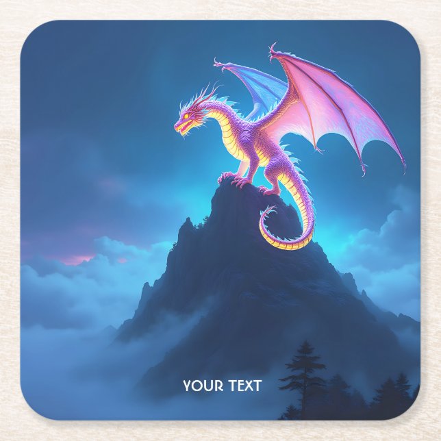 Fantasy Söt Dimsurad Drake Underlägg Papper Kvadrat (Framsidan)