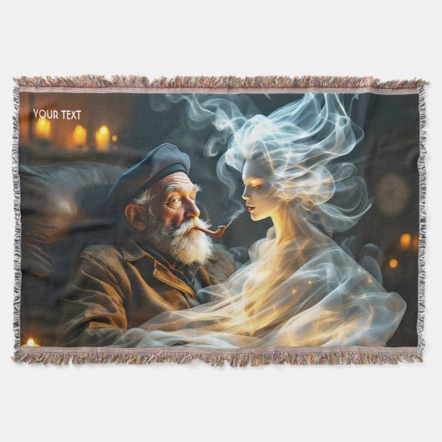 Fantasy Söt Gammal Man Röker Filt (Framsidan)