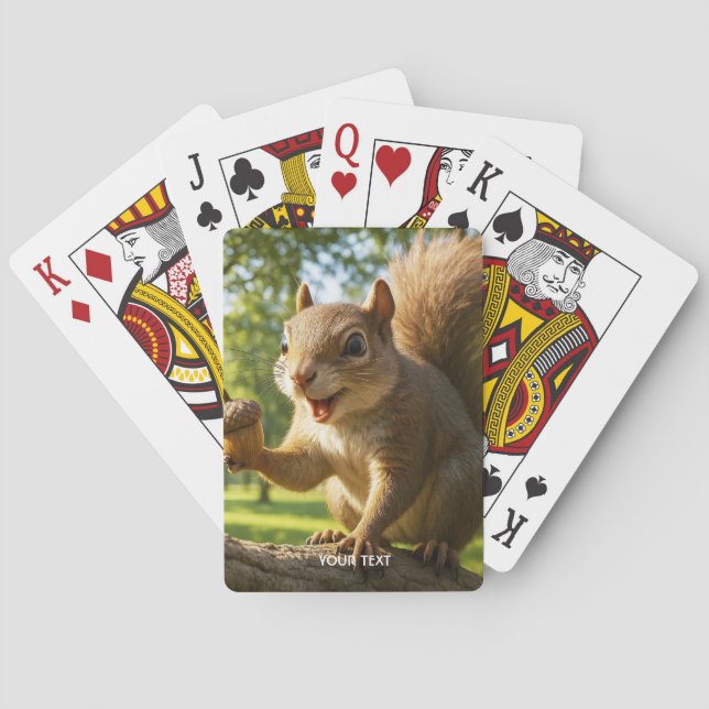Fantasy Söt Glad Ekorre Skog Casinokort (Baksidan)