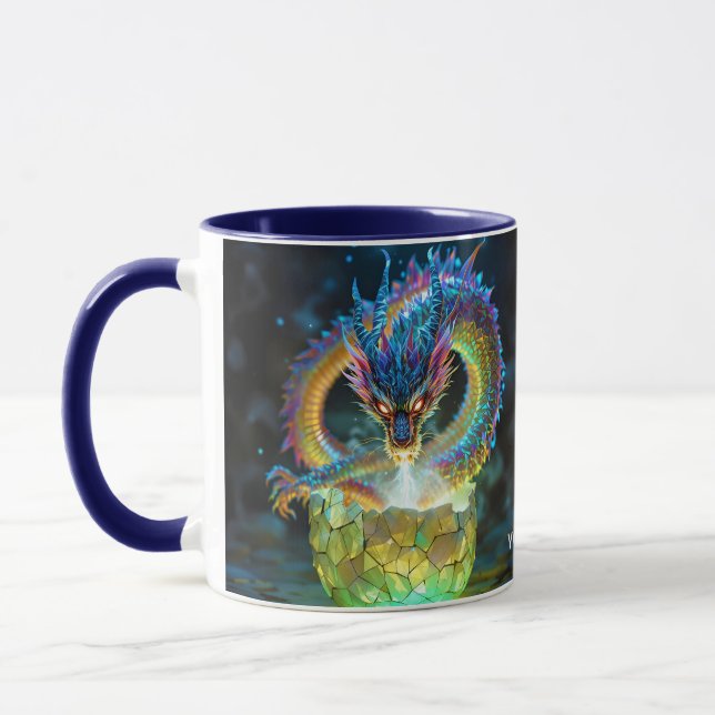 Fantasy Söt Grön Drakägg Mugg (Vänster)