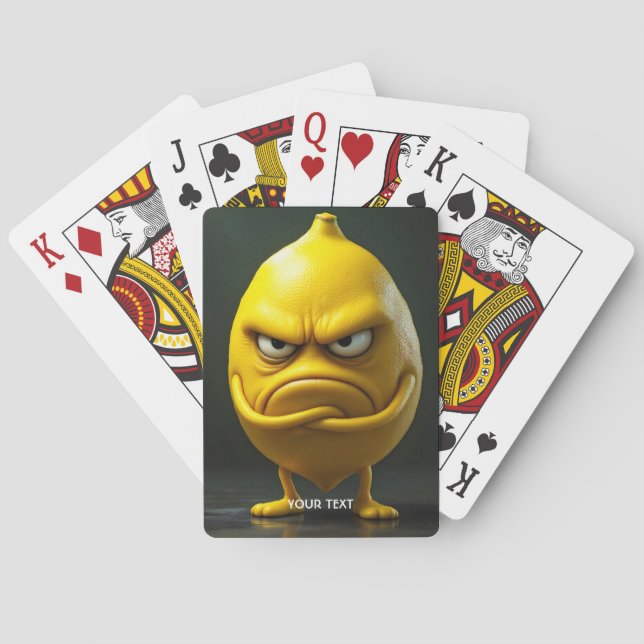 Fantasy Söt Ilsken Utseende Citron Casinokort (Baksidan)