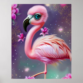 Fantasy Söt Kawaii babyflamingo Poster